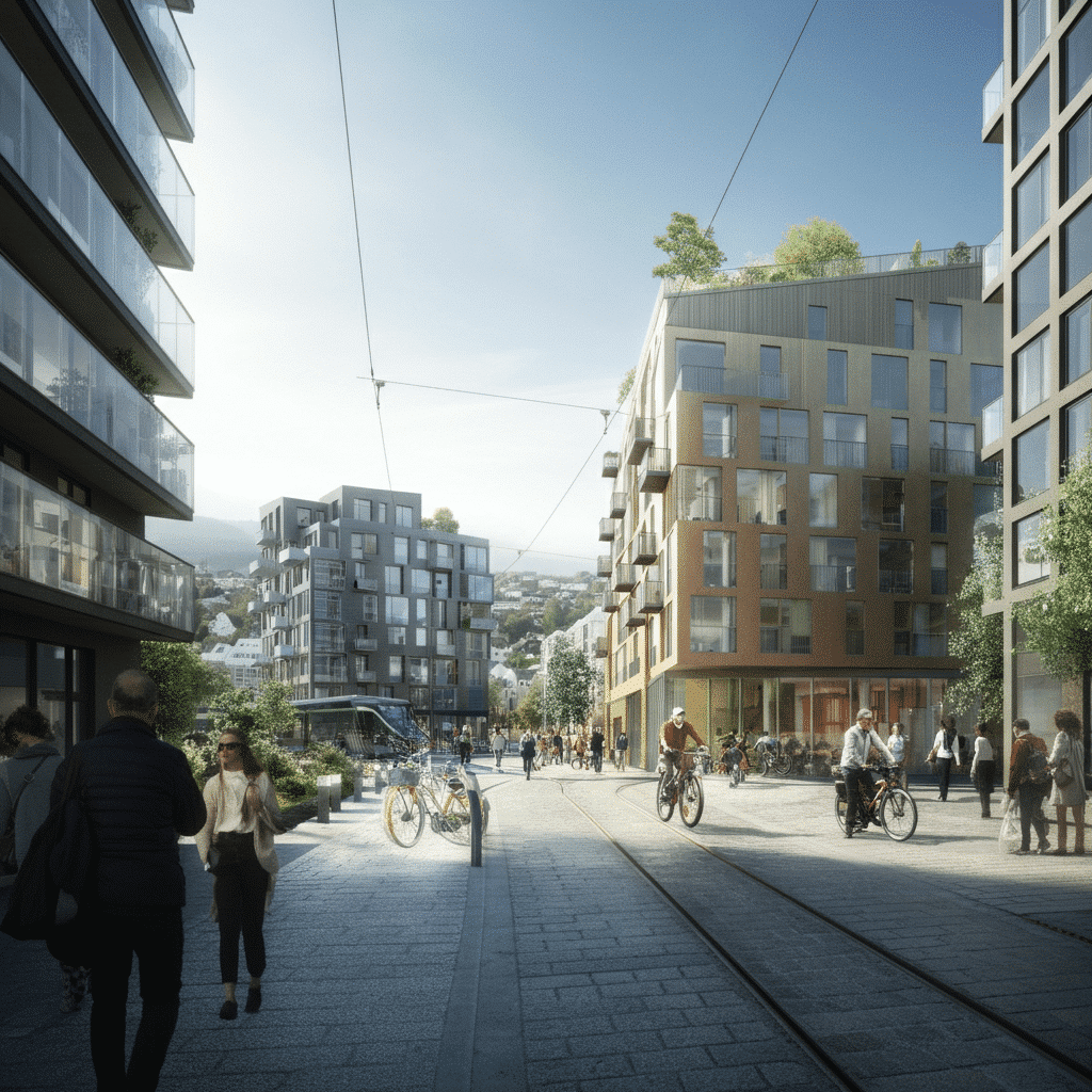 Hvordan påvirker urbanisering boligmarkedet? Priser, leie, fortetting og politikk – illustrasjon